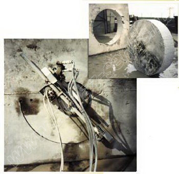 Резка отвертия диаметром Ø1500 мм. канатным автоматом.
